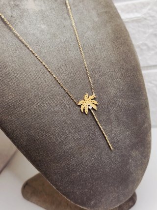 Colgante Palmera Chapado Oro Acero Quirúrgico