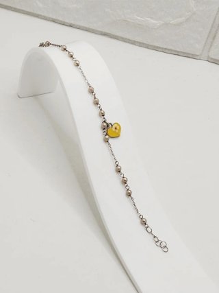 Pulsera Plata Ley Niña Corazón Amarillo