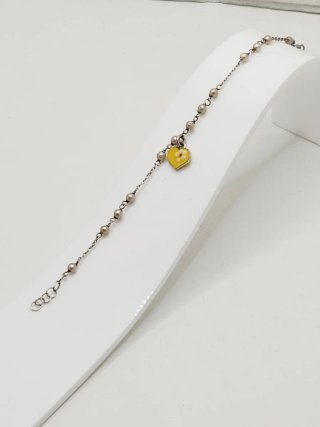 Pulsera Plata Ley Niña Corazón Amarillo