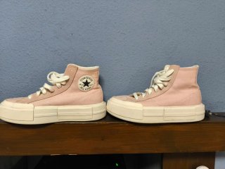 Converse plataforma rosa y blancas