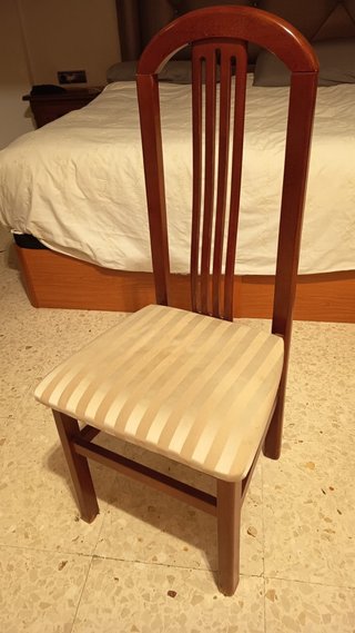 6 Sillas Madera Cerezo Tapizado Beige