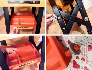 CAJA DE HERRAMIENTAS DE JUGUETE+ BANCO + CESTA CON