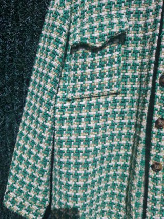Chaqueta Tweed Larga Beige y Verde