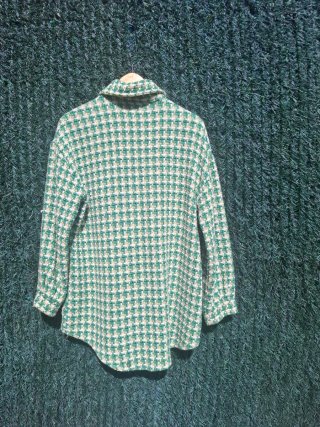 Chaqueta Tweed Larga Beige y Verde