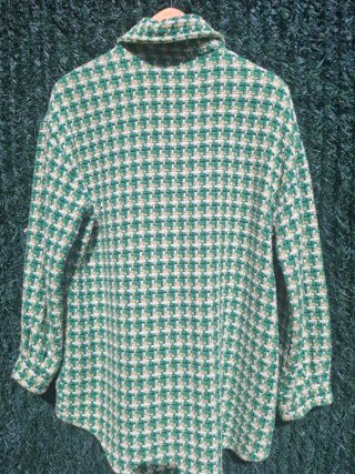Chaqueta Tweed Larga Beige y Verde