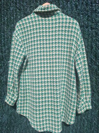 Chaqueta Tweed Larga Beige y Verde