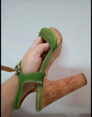 Sandali Bella lei verdi con tacco