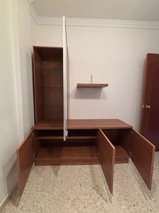Mueble TV madera y cristal
