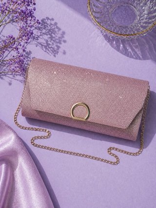 Bolso de mano fiesta dorado y rosa
