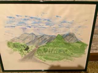Acquerello paesaggio montano su carta