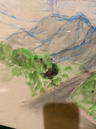 Acquerello paesaggio montano su carta