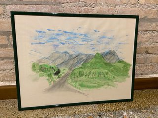 Acquerello paesaggio montano su carta
