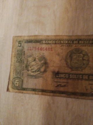 Biglietto da 5 Soles d'Oro del Perù 1969