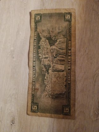 Biglietto da 5 Soles d'Oro del Perù 1969
