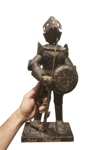 Statua scultura guerriero metallo vintage