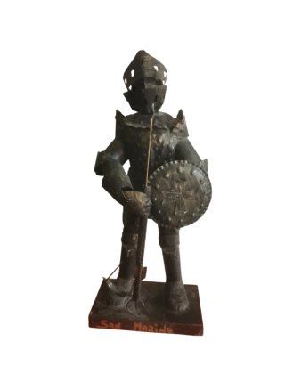 Statua scultura guerriero metallo vintage