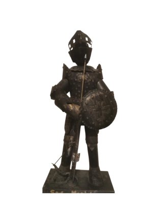 Statua scultura guerriero metallo vintage