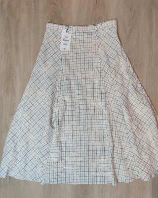Conjunto Zara Top y Falda Cuadros Bordados Talla L