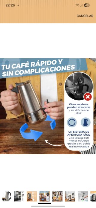 Cafetera Italiana Inducción 6 Tazas