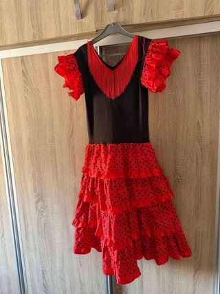 Vestido Flamenco Negro y Rojo