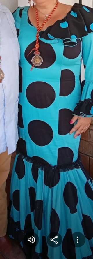 Vestido Flamenca Lunares Azul y Negro