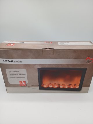 Ideen mit Herz Chimenea LED, eléctrica, sin calefacción, efecto de fuego realista, 41 x 10 x 25 cm, con función temporizador (6