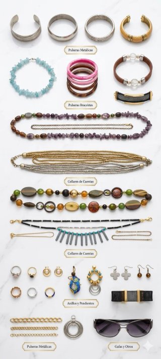 Lote 1.7kg Joyas/bisuteria: Plata, Marcas, mineral