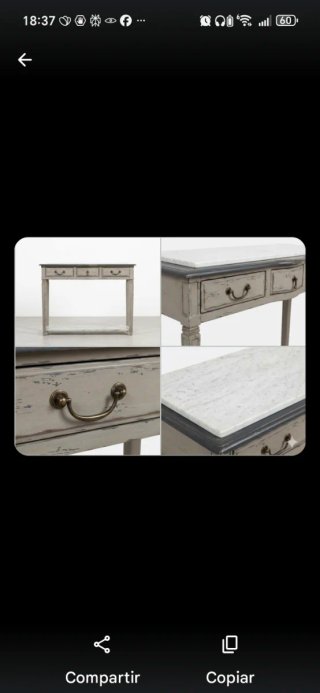 Consola Vintage Shabby Chic Gris Mármol