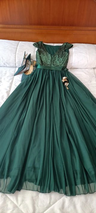 Vestido fiesta verde invitada boda/graduación