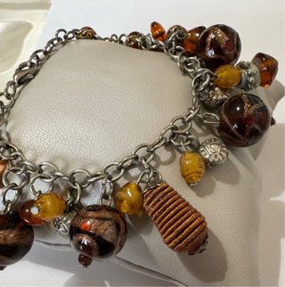 Bracciale vintage bigiotteria marrone e oro