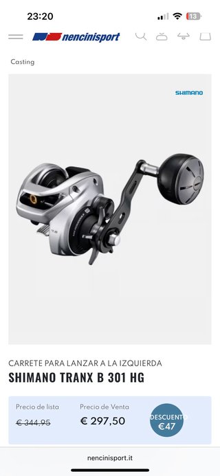 Carrete Shimano Tranx 301 HG