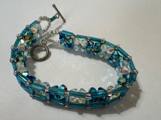 Bracciale perline blu e argento