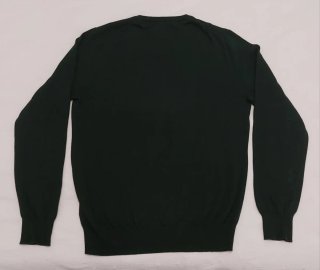 Jersey niño cuello pico verde botella y coderas