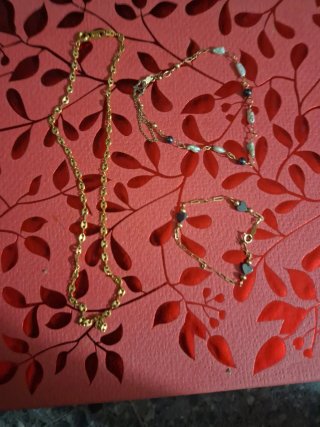 Lote de joyería oro 14k y cadena bañada