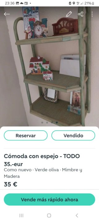 Cómoda Mimbre y Madera con Espejo