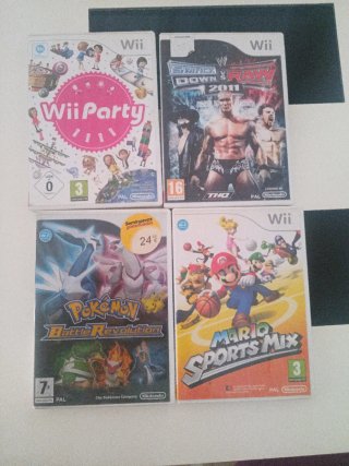 Pack 4 Juegos Wii: Wii Party, WWE, Pokémon, Mario
