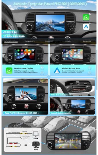 NUEVO! (160€) Radio Android13 Fiat 500 (2007-2015)