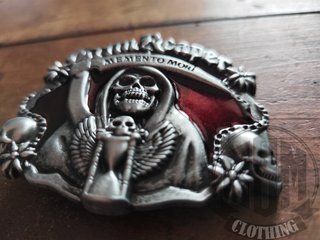 Fibbia Grim Reaper Memento Mori - rossa