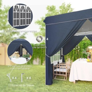Carpa Plegable Azul con Ventanas 2,5x2,5