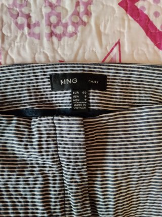 Pantalón Mango Talla 40 Rayas azul/Blanco