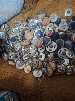 Lote Botones Antiguos Azules y Plateados
