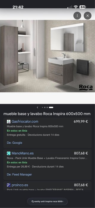 Mueble de baño Roca con lavabo