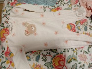 Pijama bebé oso y flores, talla 62 cm
