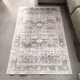 Alfombra estilo vintage azul y blanco