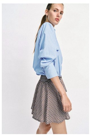 Bermuda Zara Rayas Azul/Marrón
