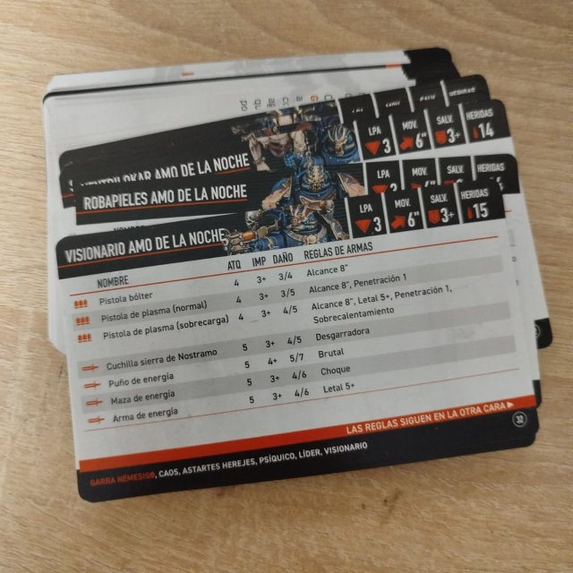 Kill Team Garra Némesis: Tarjetas de Datos