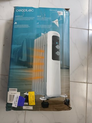 Cecotec Radiador Eléctrico de Aceite Bajo Consumo de 5 Módulos ReadyWarm 550 Space White. 1000W, 3 Niveles de Potencia, Sistema