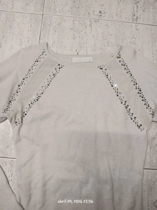 Vestido Beige Talla S/M con Pedrería