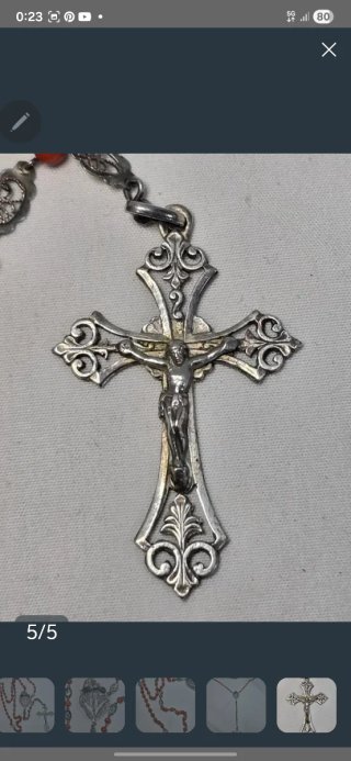 Rosario Coral y Plata Filigrana