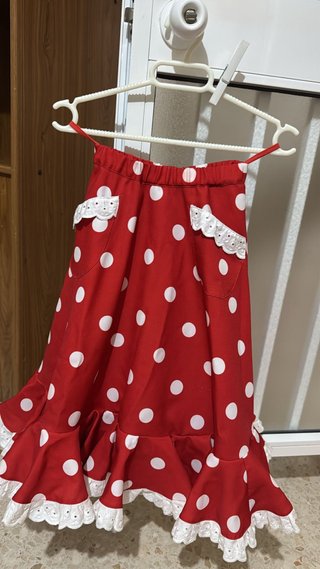 Falda flamenca lunares roja con volantes